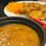 pataniscas com arroz de feijão
